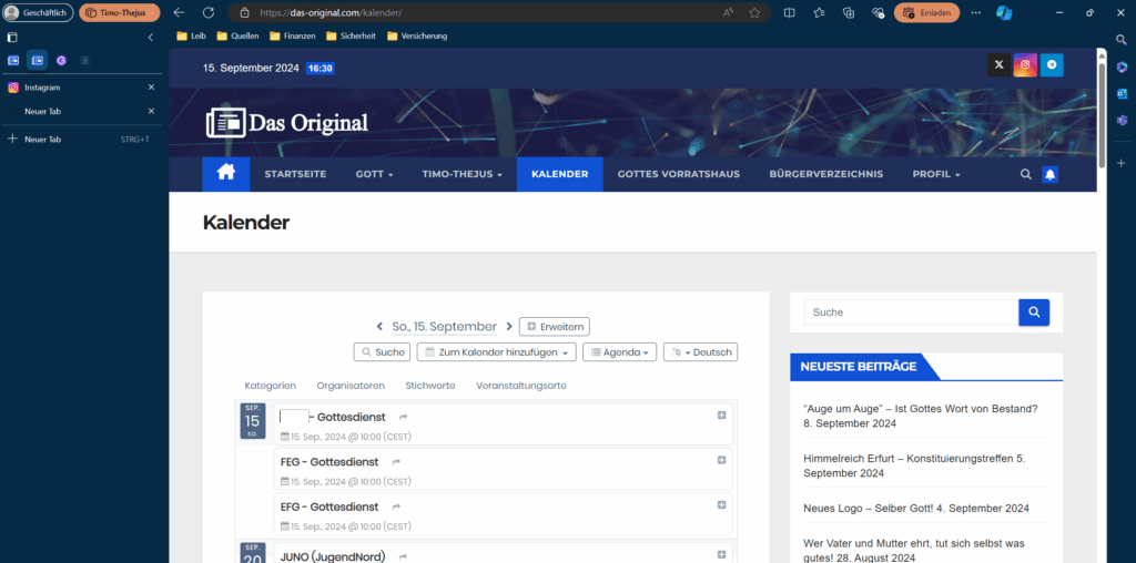 Screenshot - Website Das Original - Kalender - 15.09.2024
