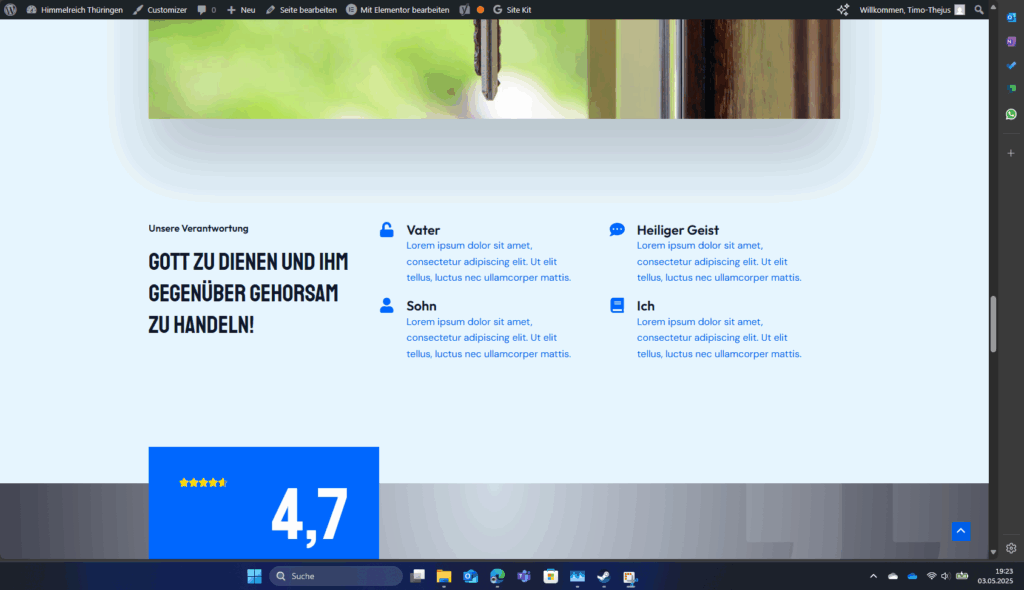 Screenshot der Webseite - Himmelreich Thüringen